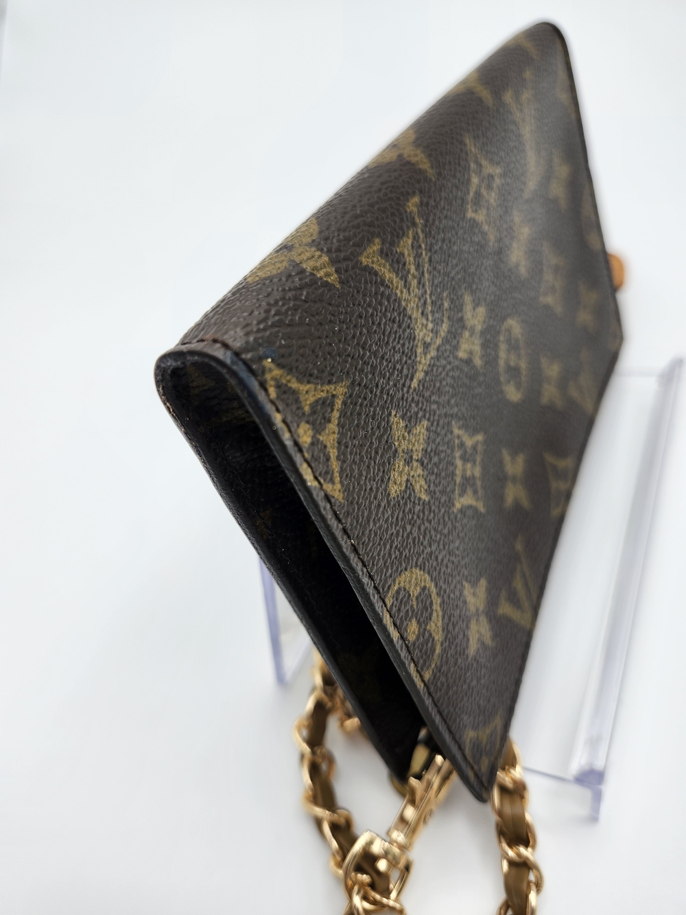 Authentic Preloved Louis Vuitton Brown Monogram Poche Toilette Chain Wristlet - Picture 6 of 13